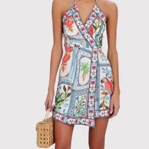 Farm Rio Tropical Tiles Mini Dress